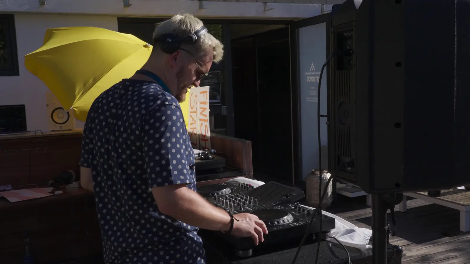 Guests trying studio gear at Open Day
