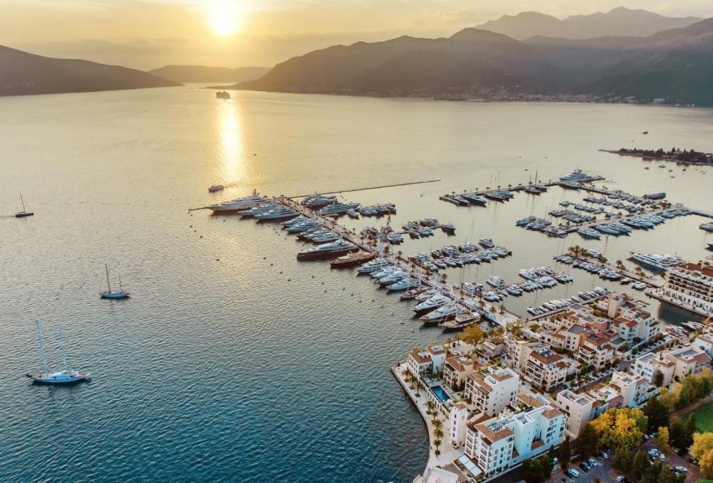 Porto Montenegro marina at dusk, Tivat